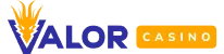 Valor Casino logo for the footer, displaying the brand name and a dragon crown icon